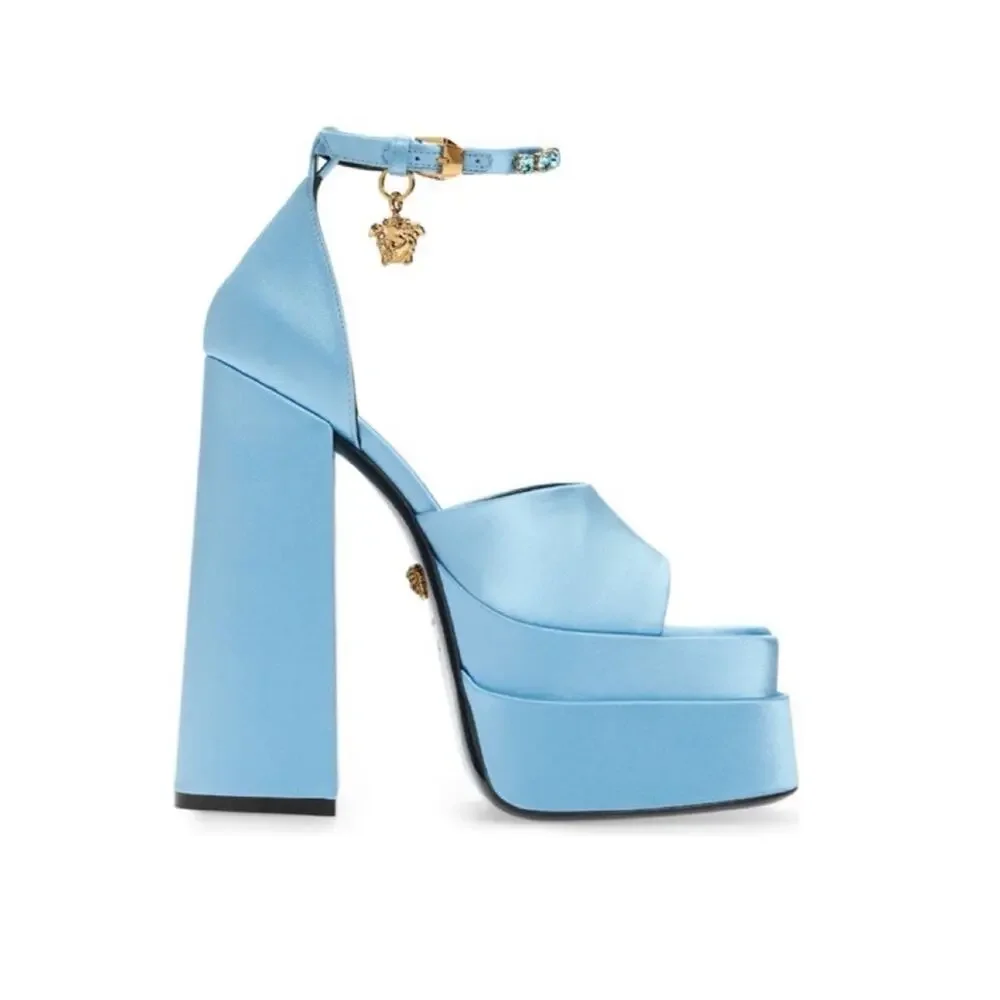 NEW Versace Medusa Platform Sandal in Ice Blue Box Included Size 9.5 US 39.5 EU